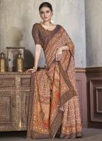 Silk Brown Traditional Wear Printed Saree